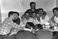 12 полк. Хлеб, водка, тушонка, на газетке. после смены с БД